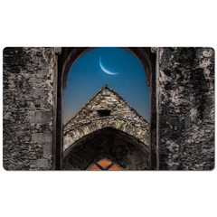 Desk Mat - Crescent Moon over Quin Abbey, County Clare - James A. Truett - Moods of Ireland - Irish Art