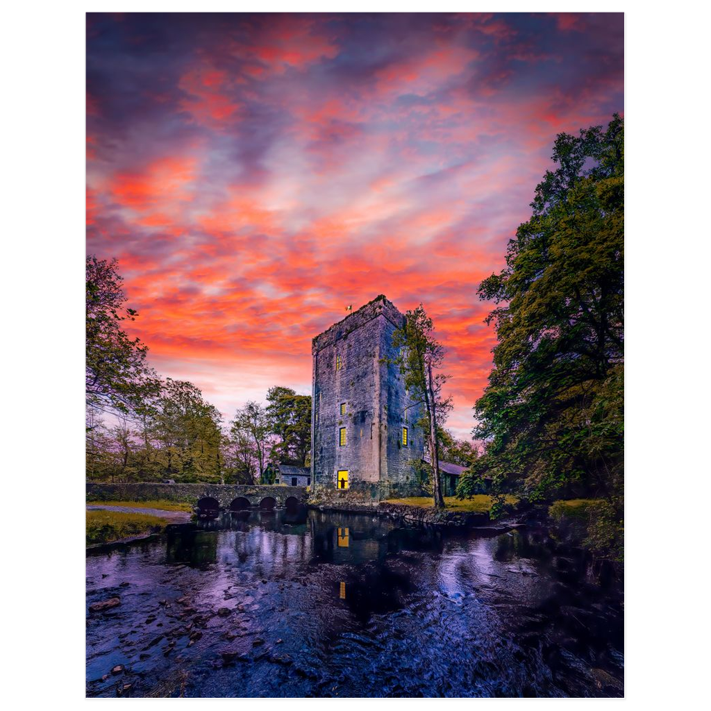 Print - Sunset over Thoor Ballylee (Yeats Tower), County Galway