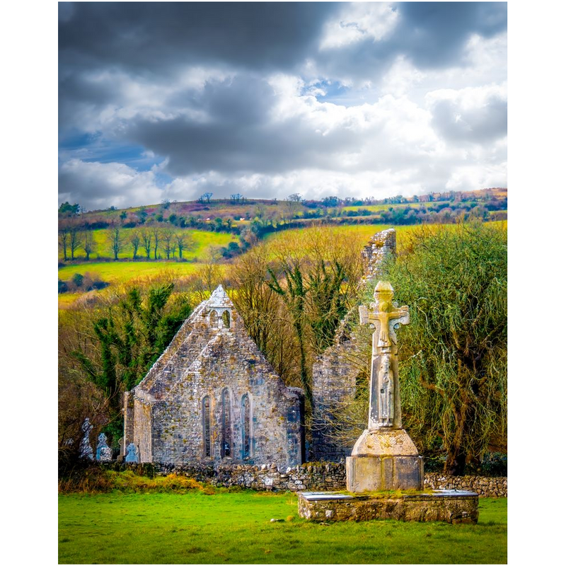 Print - High Cross and Church Ruins at Dysert O'Dea, County Clare
