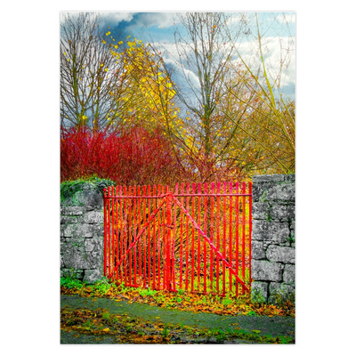 Folded Note Card - Red Gate in Autumn, County Galway