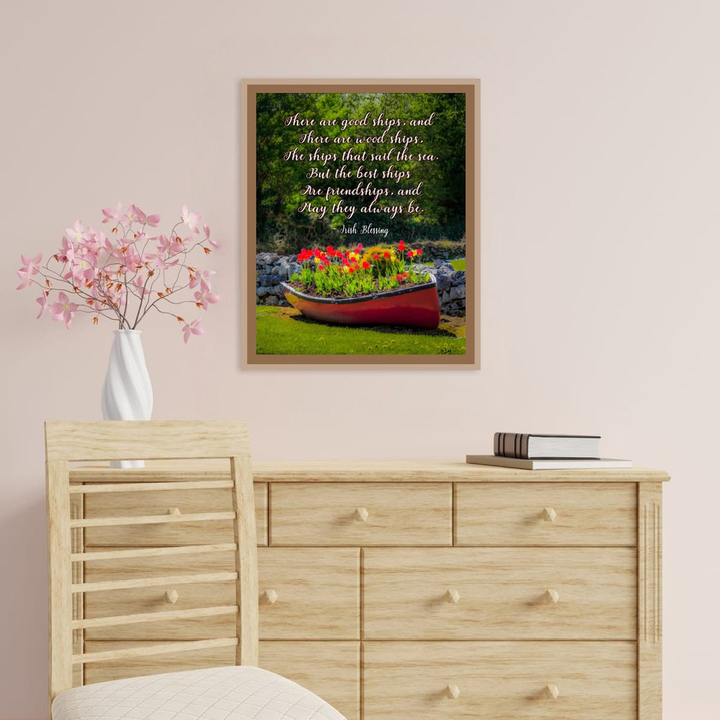 Irish Blessing Poster - Friendship Quote Art Print - Corofin Tulips & Rowboat Wall Decor - Handmade Gift
