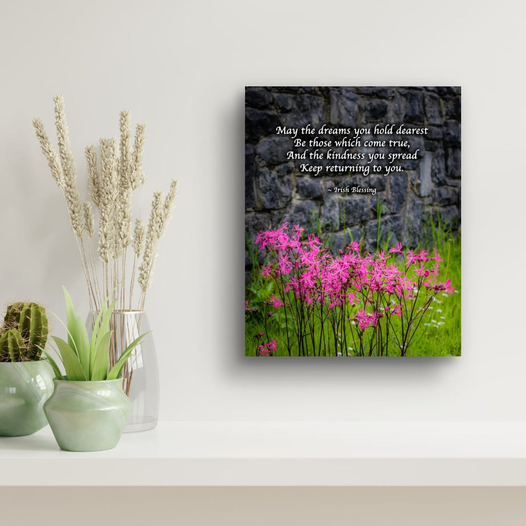 Irish Blessing Poster | Dream Big & Spread Kindness | Pink Wildflower Art | Boho Home Decor | Unique Gift