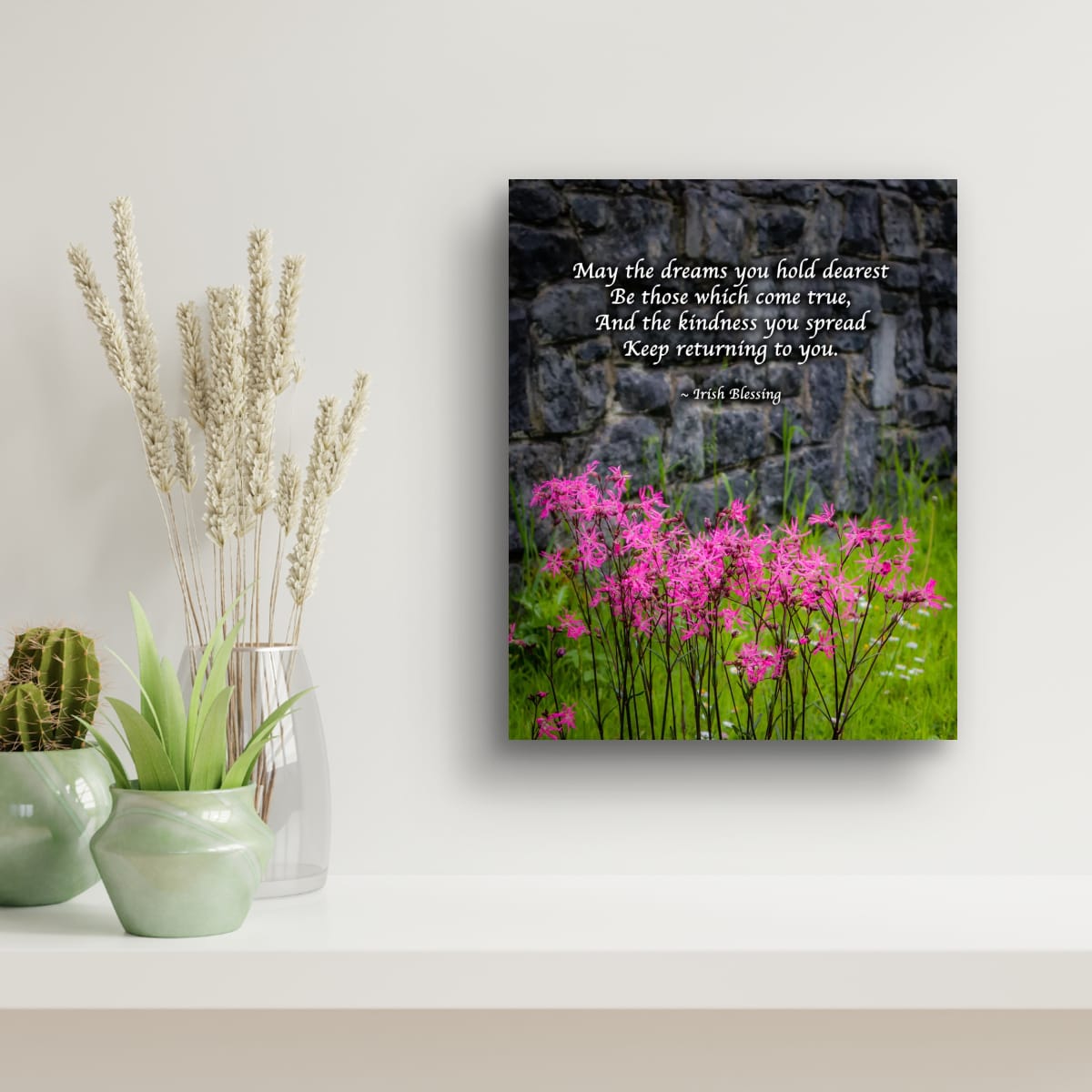Irish Blessing Poster | Dream Big & Spread Kindness | Pink Wildflower Art | Boho Home Decor | Unique Gift