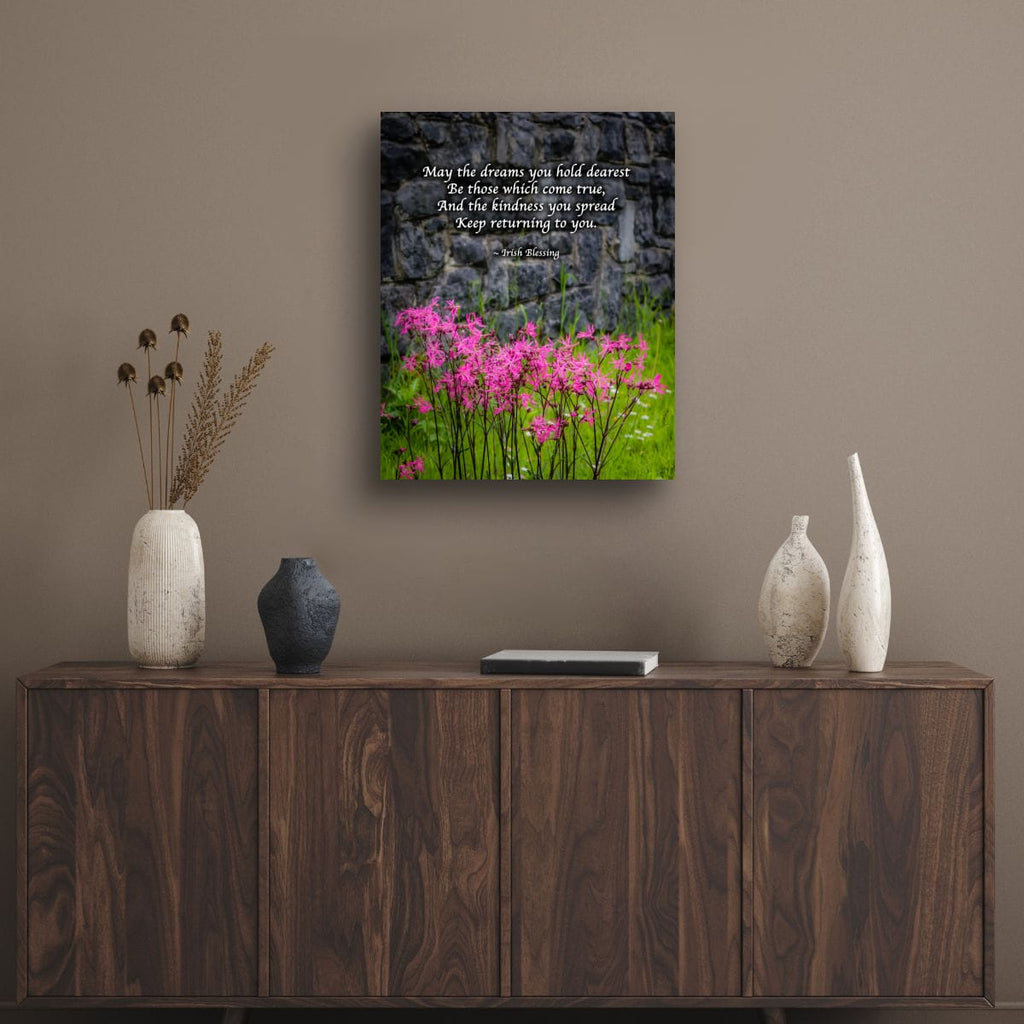 Irish Blessing Poster | Dream Big & Spread Kindness | Pink Wildflower Art | Boho Home Decor | Unique Gift