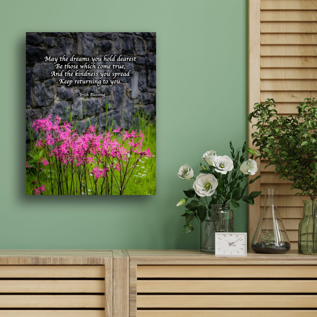 Irish Blessing Poster | Dream Big & Spread Kindness | Pink Wildflower Art | Boho Home Decor | Unique Gift