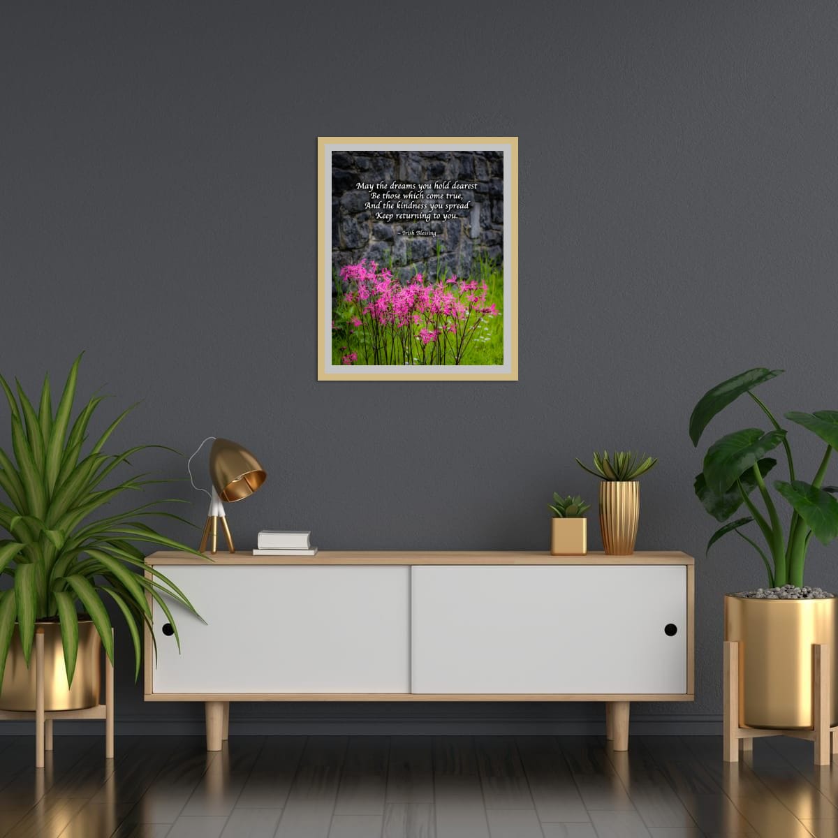 Irish Blessing Poster | Dream Big & Spread Kindness | Pink Wildflower Art | Boho Home Decor | Unique Gift