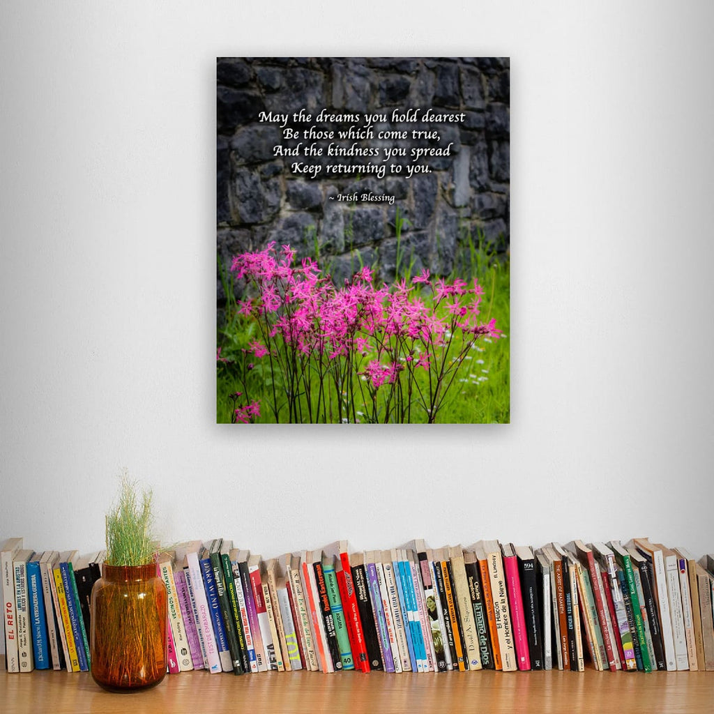 Irish Blessing Poster | Dream Big & Spread Kindness | Pink Wildflower Art | Boho Home Decor | Unique Gift