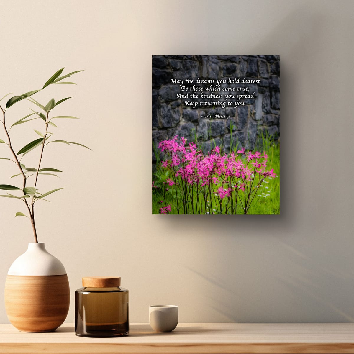 Irish Blessing Poster | Dream Big & Spread Kindness | Pink Wildflower Art | Boho Home Decor | Unique Gift
