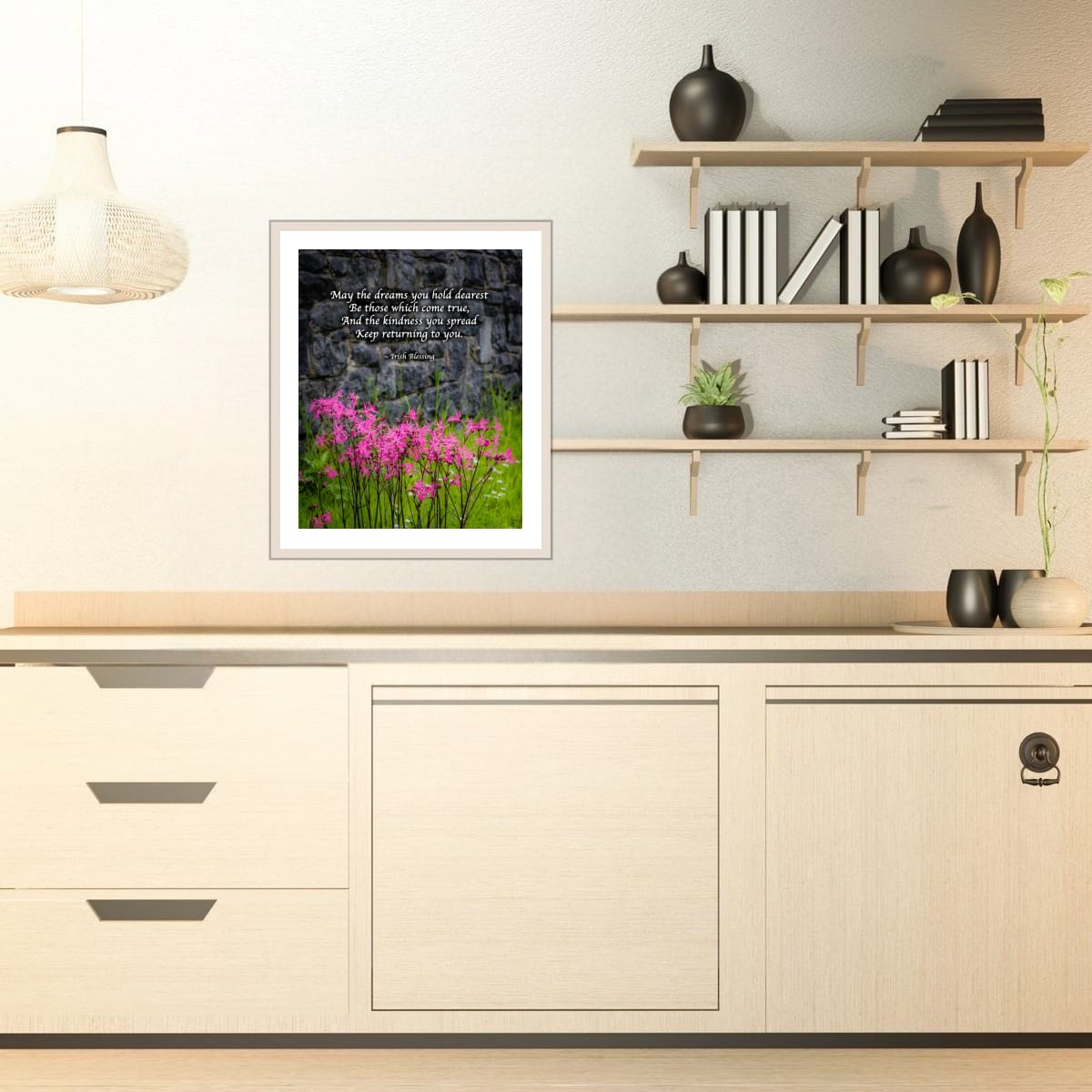 Irish Blessing Poster | Dream Big & Spread Kindness | Pink Wildflower Art | Boho Home Decor | Unique Gift
