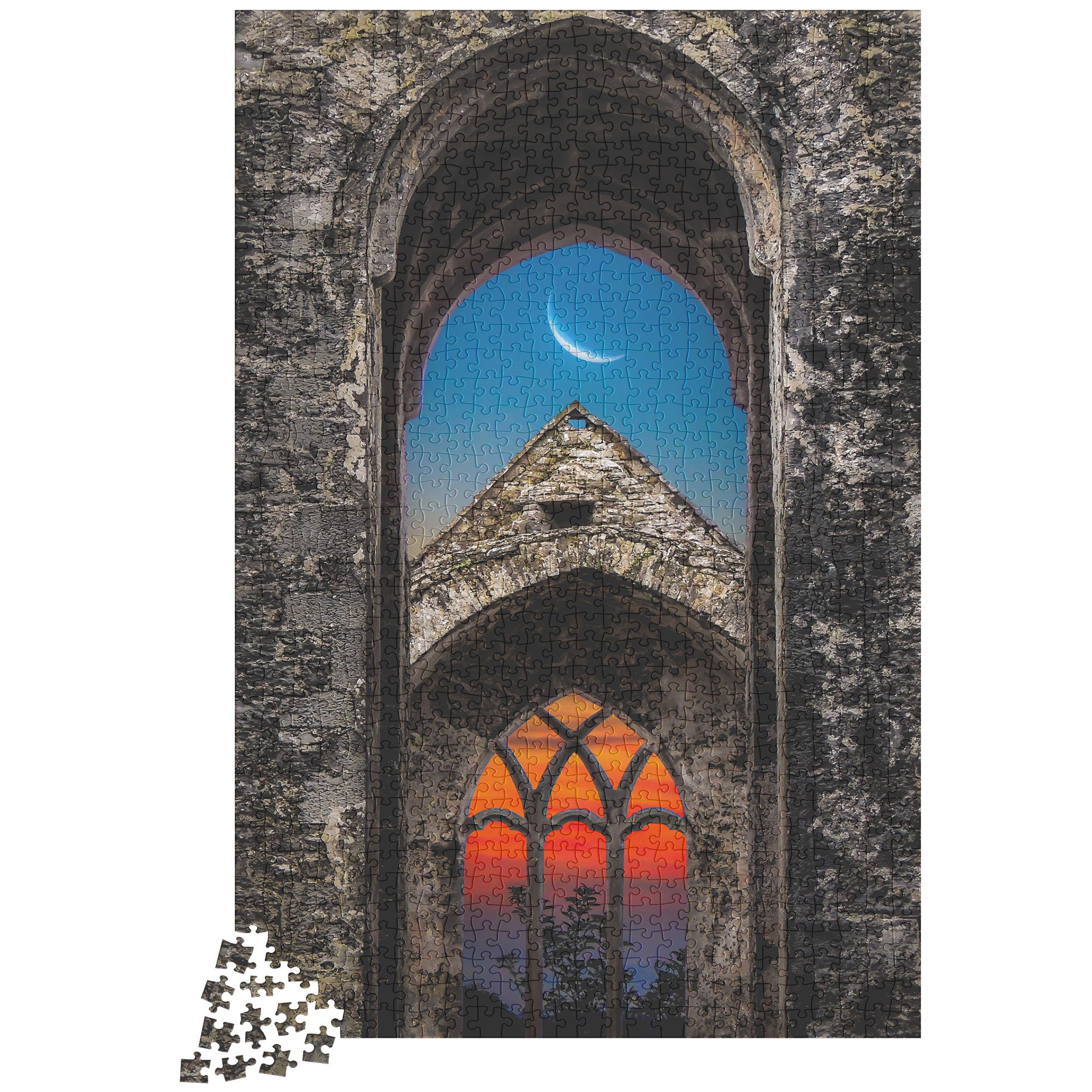 Puzzle - Crescent Moon over Quin Abbey, County Clare
