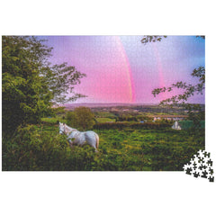 Puzzle - Monochrome Irish Rainbow at Sunset