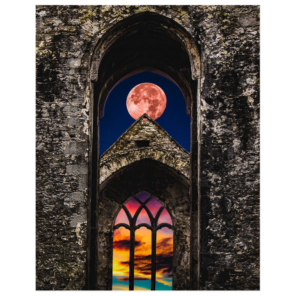 Print - Full Moon over Quin Abbey, County Clare