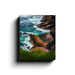 Canvas Wrap - Kilkee Cliffs and Sea Pinks, County Clare, Ireland