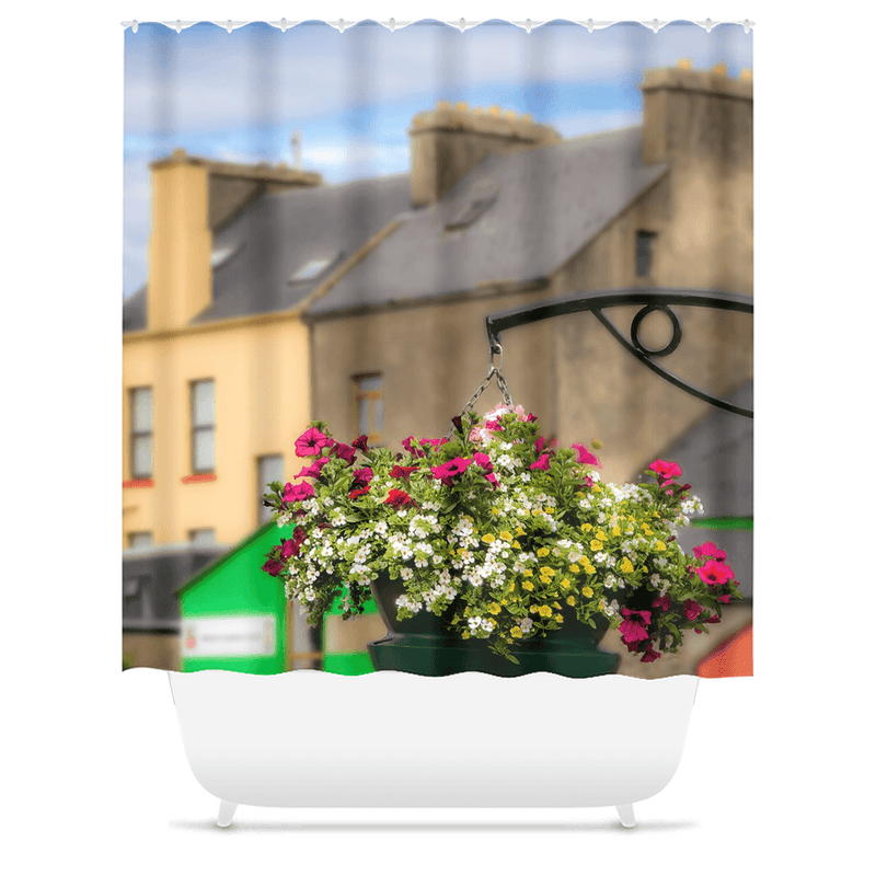 Shower Curtain - Hanging Basket in Ennistymon, County Clare - James A. Truett - Moods of Ireland - Irish Art