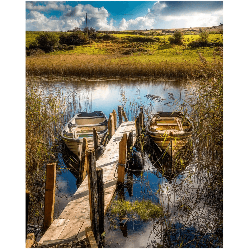Print - Row Boats on Gortglass Lough, County Clare - Moods of Ireland