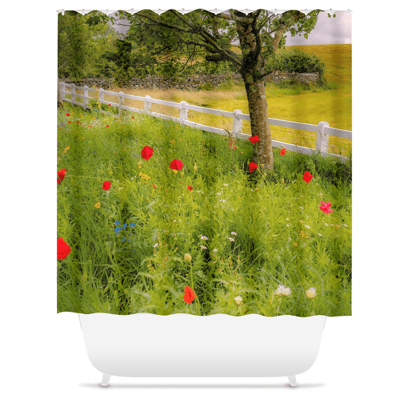 Shower Curtain - Poppy Field in Ballynacally, County Clare - James A. Truett - Moods of Ireland - Irish Art