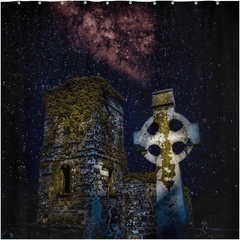 Shower Curtain - Night Sky over Clondegad Graveyard, County Clare - James A. Truett - Moods of Ireland - Irish Art