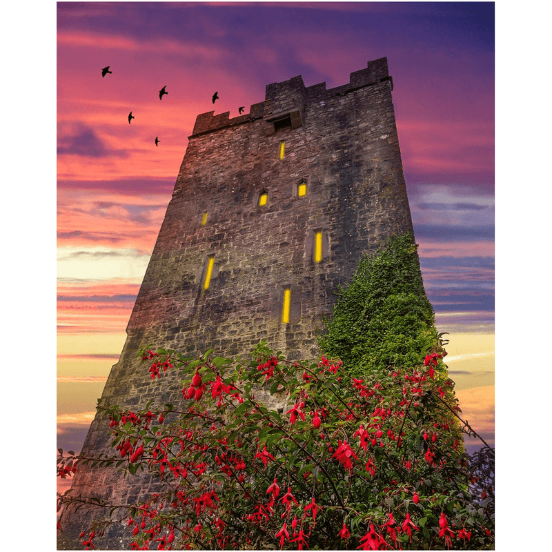 Print - Fuchsia Sunset at Dysert O'Dea Castle - James A. Truett - Moods of Ireland - Irish Art