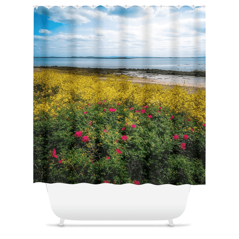 Shower Curtain - Summer Wildflowers on Galway Bay - James A. Truett - Moods of Ireland - Irish Art