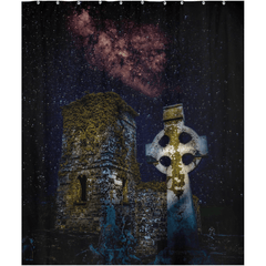 Shower Curtain - Night Sky over Clondegad Graveyard, County Clare - James A. Truett - Moods of Ireland - Irish Art