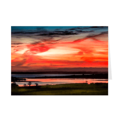 Folded Note Cards - Red Sunrise over Shannon Estuary, County Clare - James A. Truett - Moods of Ireland - Irish Art