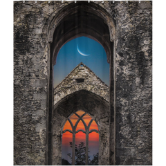 Shower Curtain - Crescent Moon over Quin Abbey, County Clare - James A. Truett - Moods of Ireland - Irish Art