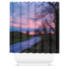 Shower Curtain - Soothing Pink Sunrise over County Clare Country Road - James A. Truett - Moods of Ireland - Irish Art