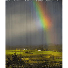 Shower Curtain - Vibrant Rainbow over County Clare Countryside - James A. Truett - Moods of Ireland - Irish Art