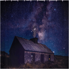 Shower Curtain - Starry Night over Abandoned Cottage, County Clare - Moods of Ireland