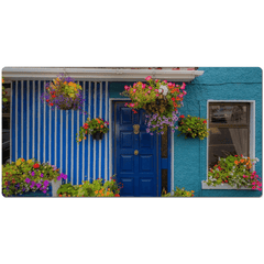 Desk Mat - Blue House and Flowers, Sixmilebridge, County Clare - James A. Truett - Moods of Ireland - Irish Art