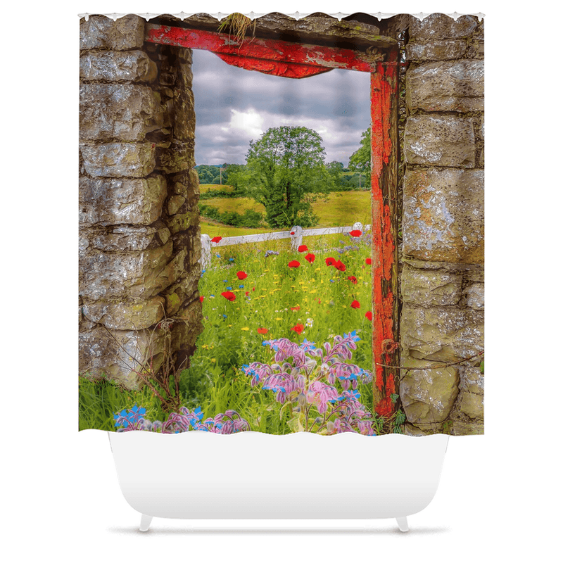 Shower Curtain - Summer Wildflower Meadow, Ballynacally, County Clare - James A. Truett - Moods of Ireland - Irish Art