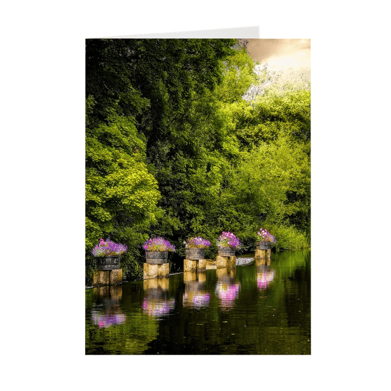 Folded Note Cards - Sixmilebridge Weir with Flowers, County Clare - James A. Truett - Moods of Ireland - Irish Art