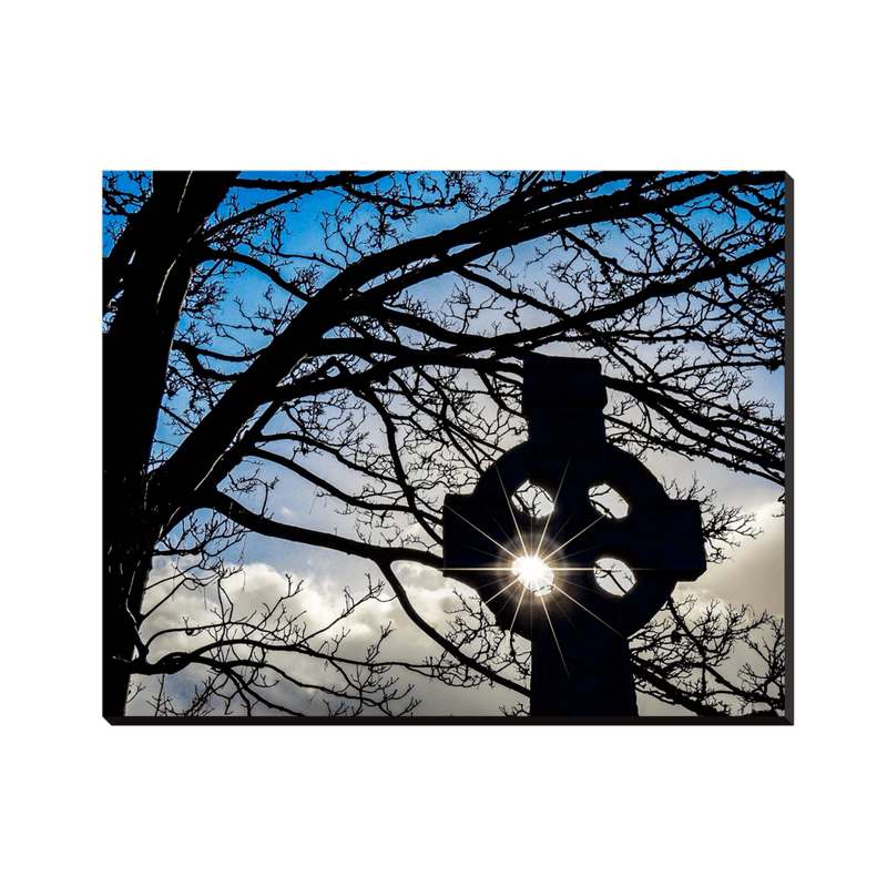 Canvas Wrap - Sun Shining through Celtic Cross Famine Monument, County Clare - James A. Truett - Moods of Ireland - Irish Art