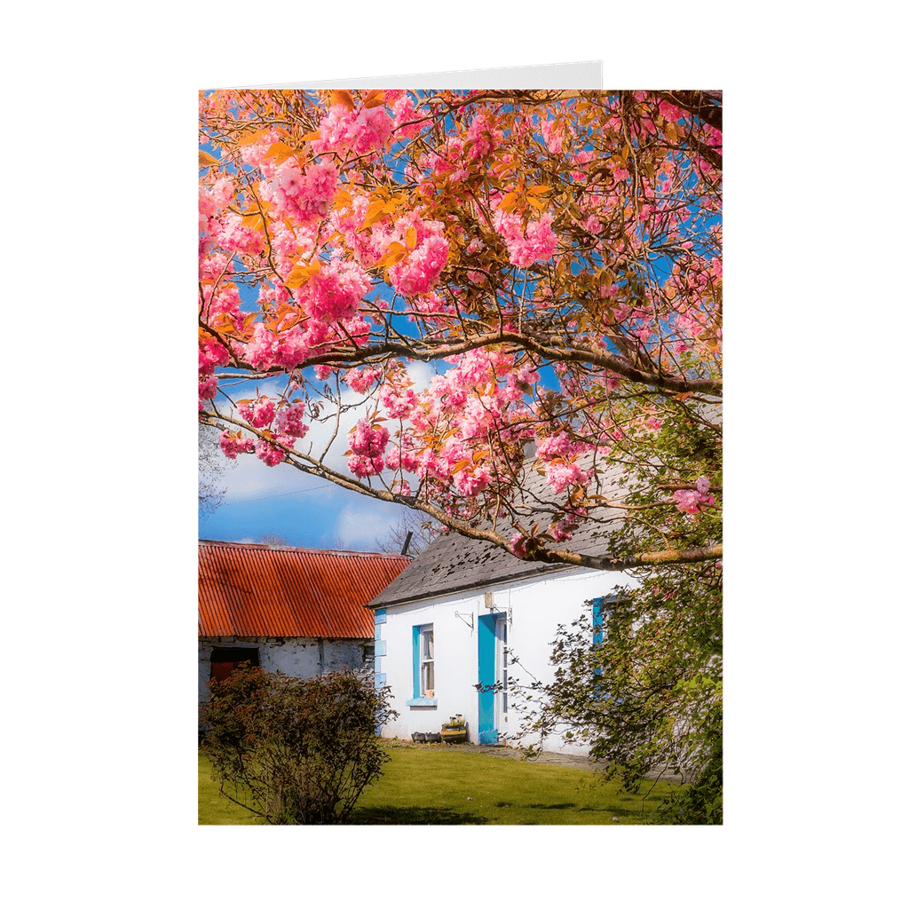 Folded Note Cards - Cherry Blossoms and Irish Cottage, County Clare - James A. Truett - Moods of Ireland - Irish Art