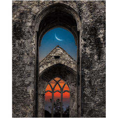 Print - Crescent Moon over Quin Abbey, County Clare - James A. Truett - Moods of Ireland - Irish Art