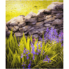 Shower Curtain - Spring Bluebells and Stone Fence, County Clare - James A. Truett - Moods of Ireland - Irish Art