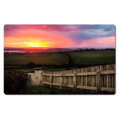 Desk Mat - Shannon Estuary Sunrise over Weathered Fence, County Clare - James A. Truett - Moods of Ireland - Irish Art