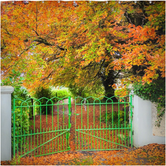 Shower Curtain - Green Gate in Autumn, County Clare - James A. Truett - Moods of Ireland - Irish Art