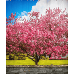 Shower Curtain - Cherry Blossom Explosion, Ennis, County Clare - James A. Truett - Moods of Ireland - Irish Art