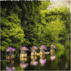 Shower Curtain - Sixmilebridge Weir with Flowers, County Clare - James A. Truett - Moods of Ireland - Irish Art