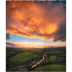 Shower Curtain - Winter Sunset over Meadows of County Clare - James A. Truett - Moods of Ireland - Irish Art