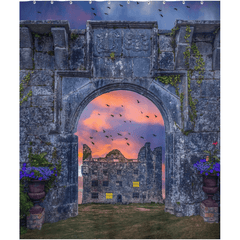 Shower Curtain - Leamaneh Castle and Entrance Gate Reunited, County Clare - James A. Truett - Moods of Ireland - Irish Art