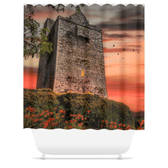 Shower Curtain - Ballinalacken Castle at Sunset, County Clare - James A. Truett - Moods of Ireland - Irish Art