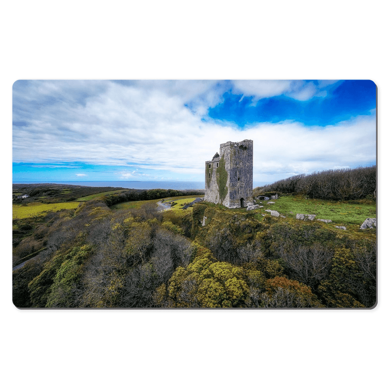 Desk Mat - Ballinalacken Castle Vista of Atlantic Ocean, County Clare - James A. Truett - Moods of Ireland - Irish Art