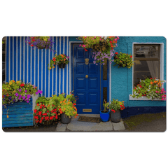 Desk Mat - Blue House and Flowers, Sixmilebridge, County Clare - James A. Truett - Moods of Ireland - Irish Art