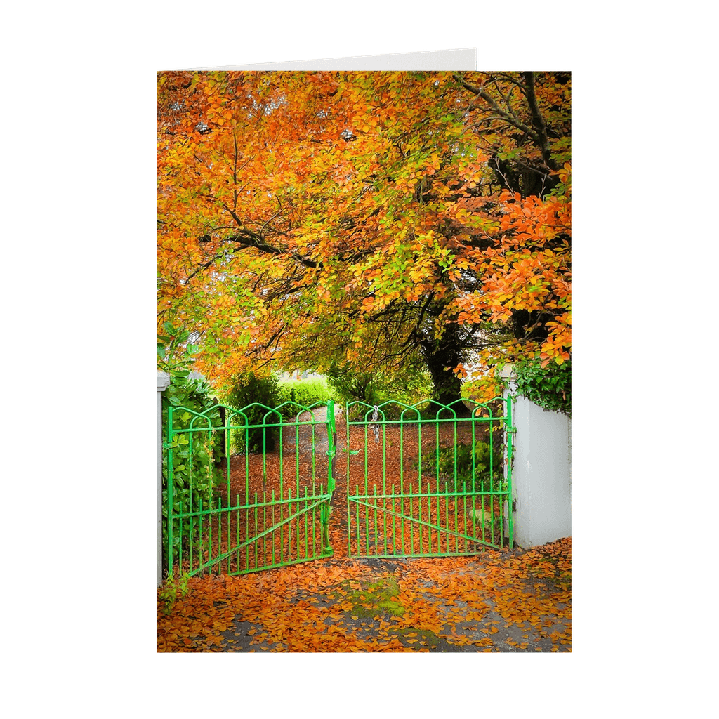 Folded Note Cards - Green Gate in Autumn, County Clare - James A. Truett - Moods of Ireland - Irish Art