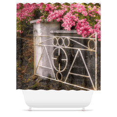 Shower Curtain - Gate with Pink Roses, Lissycasey, County Clare - James A. Truett - Moods of Ireland - Irish Art