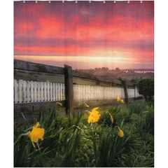 Shower Curtain - Daffodils and Spring Sunrise, County Clare, Ireland - James A. Truett - Moods of Ireland - Irish Art