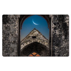 Desk Mat - Crescent Moon over Quin Abbey, County Clare - James A. Truett - Moods of Ireland - Irish Art