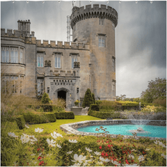 Shower Curtain - Side entrance and Garden, Dromoland Castle, County Clare - James A. Truett - Moods of Ireland - Irish Art